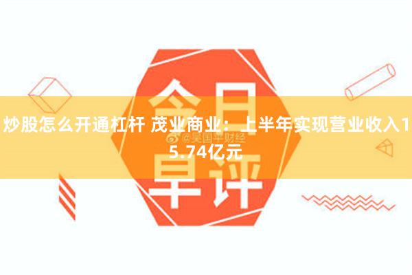 炒股怎么开通杠杆 茂业商业：上半年实现营业收入15.74亿元