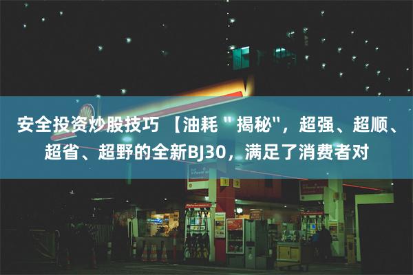 安全投资炒股技巧 【油耗〝揭秘〞，超强、超顺、超省、超野的全新BJ30，满足了消费者对