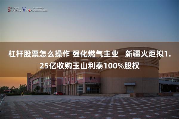 杠杆股票怎么操作 强化燃气主业   新疆火炬拟1.25亿收购玉山利泰100%股权