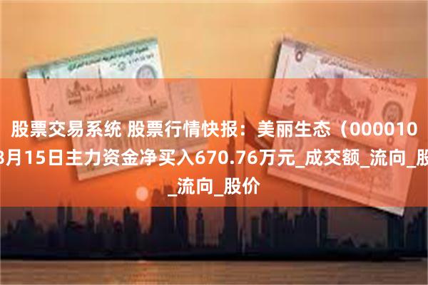 股票交易系统 股票行情快报：美丽生态（000010）8月15日主力资金净买入670.76万元_成交额