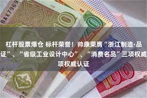杠杆股票爆仓 标杆荣誉！帅康荣膺“浙江制造·品字认证”、“省级工业设计中心”、“消费名品”三项权威认